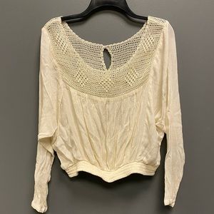 Free People Cream Crochet Detail Boho Crop Top XS